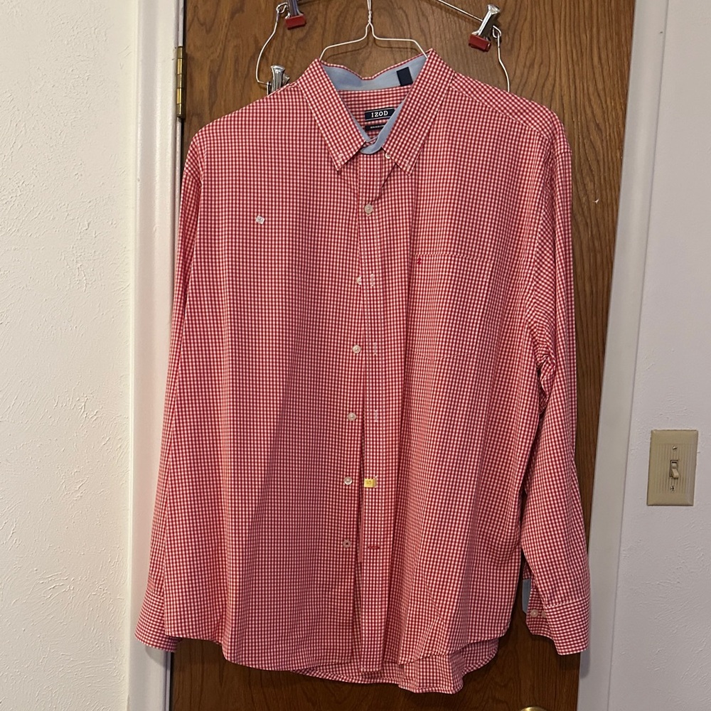 Izod Red Gingham Casual Shirt